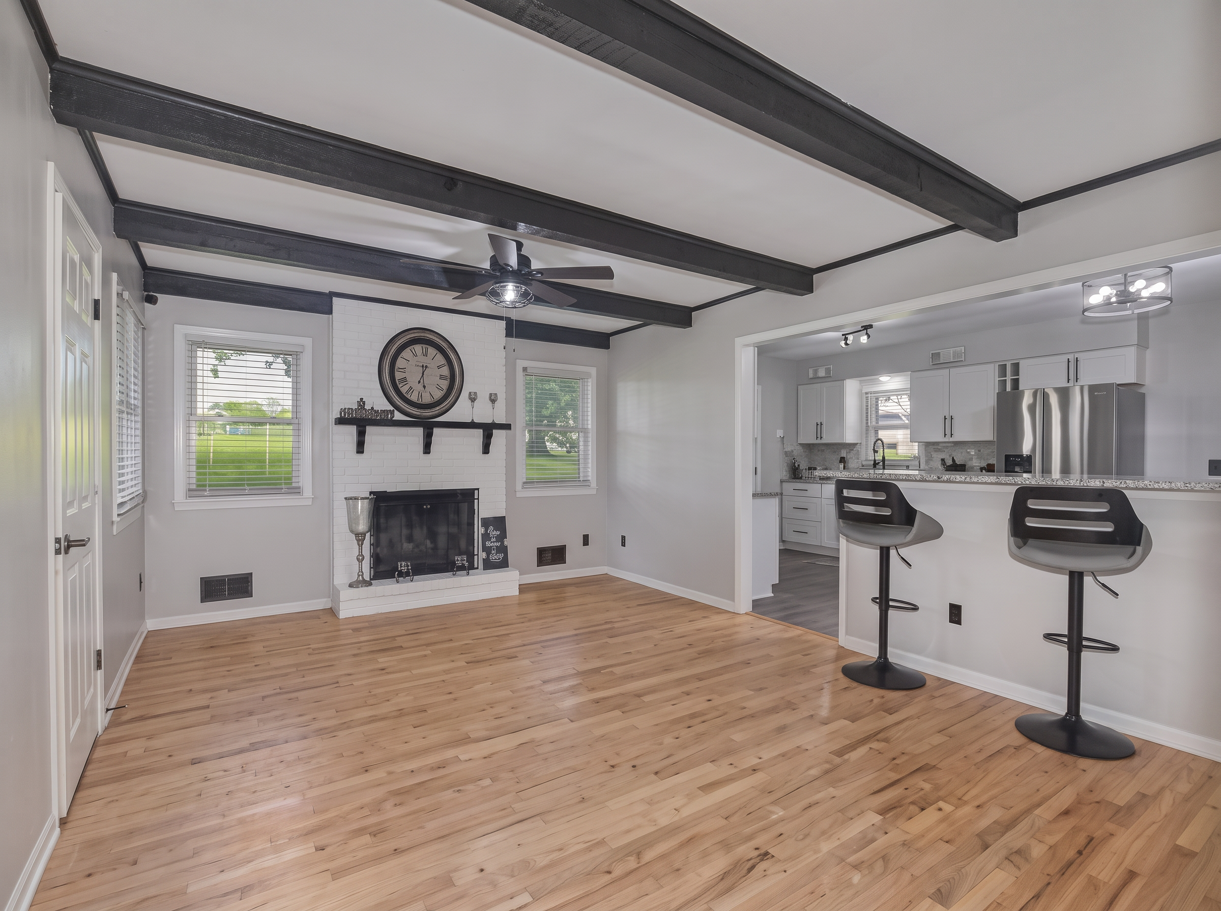 Living Room & Fireplace — 9332 Elm Ave